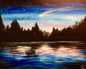 night on lake painting