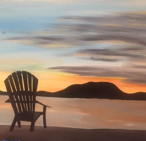 chair by lake painting