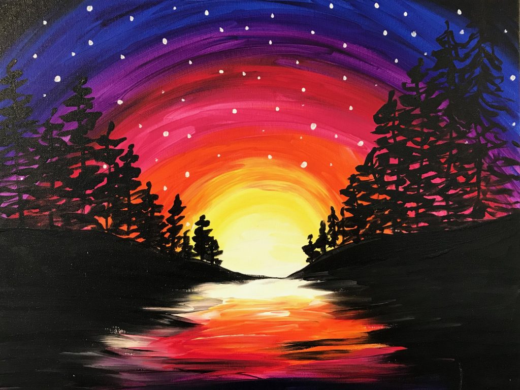 Sunset Trees painting