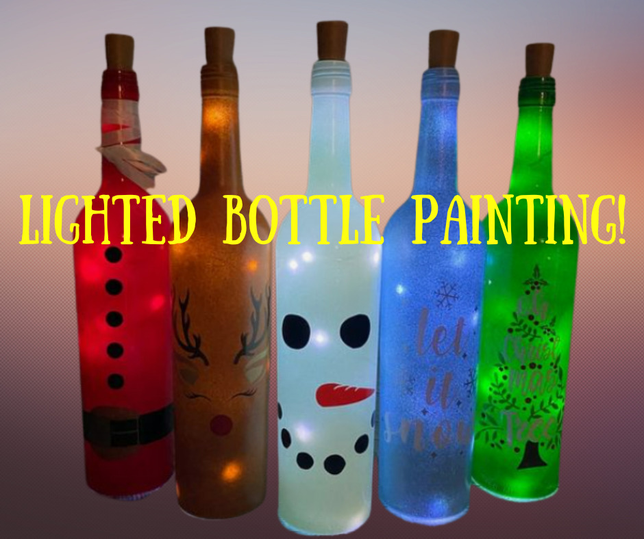 Lighted Wine Bottle Painting Burlington Paint and Sip Studio