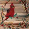 cardinal, wreath, berry, red, wood, rustic,