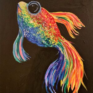Fish, water, colorful, rainbow, black