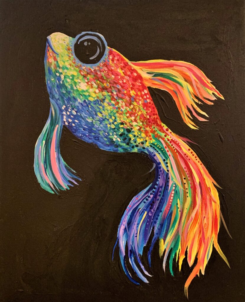 Fish, water, colorful, rainbow, black