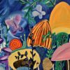 mushroom, colorful, snail, plants, whimsical