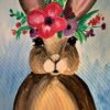 Bunny rabbit, flowers, crown, easter, sweet