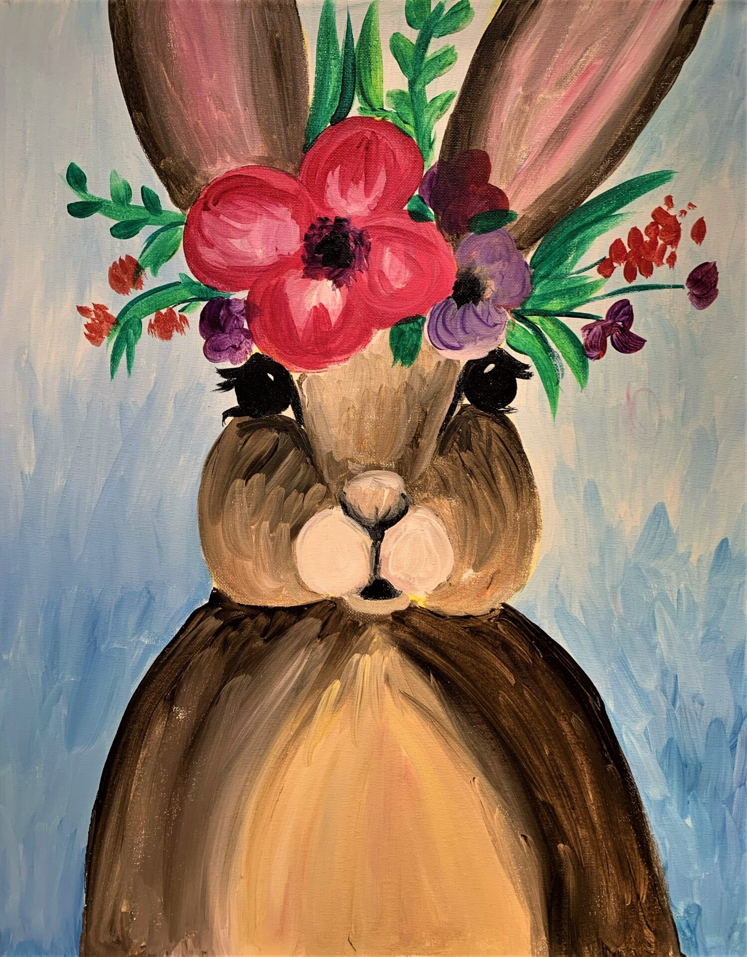Bunny rabbit, flowers, crown, easter, sweet