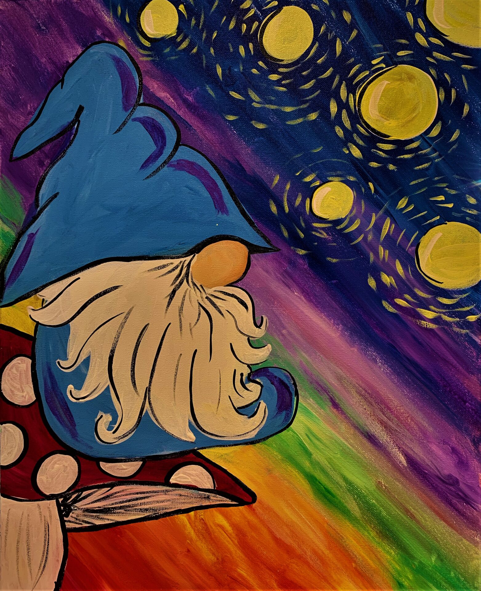 Starry Night, gnome, mushroom, cute