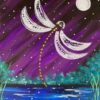 dragonfly, insect, night, moon forest, lake