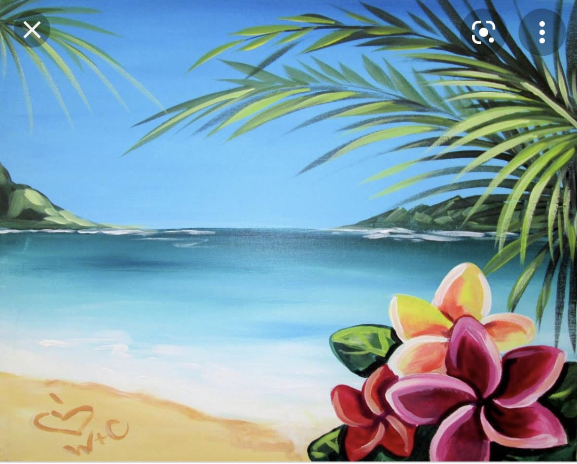 beach, flowers, palms, ocean, sand, love