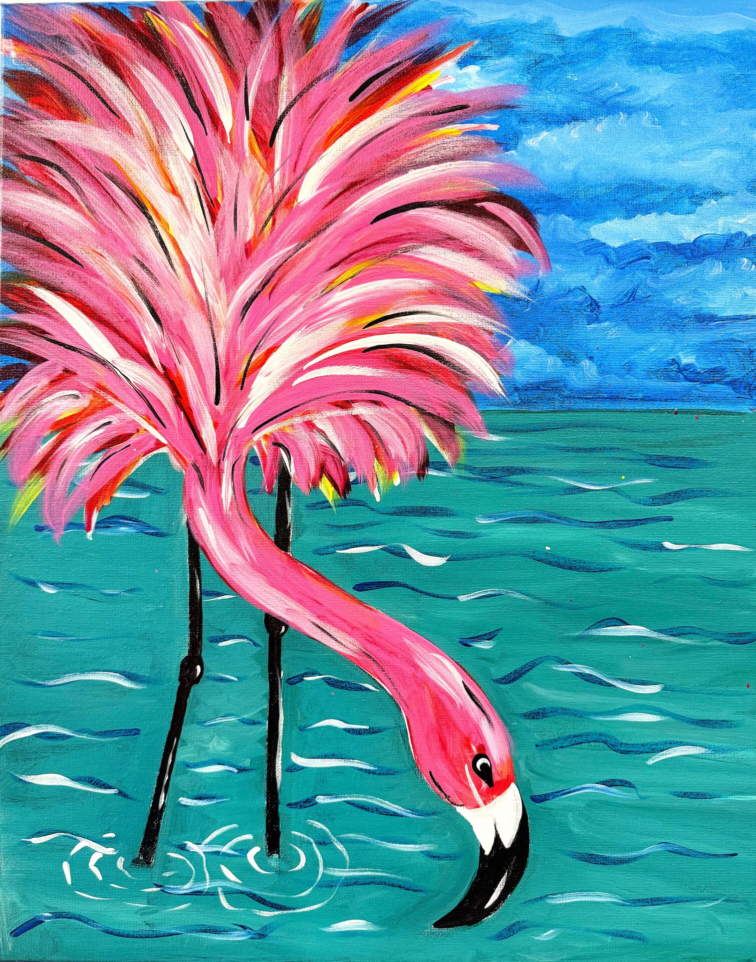 bird flamingo pink water ocean summer